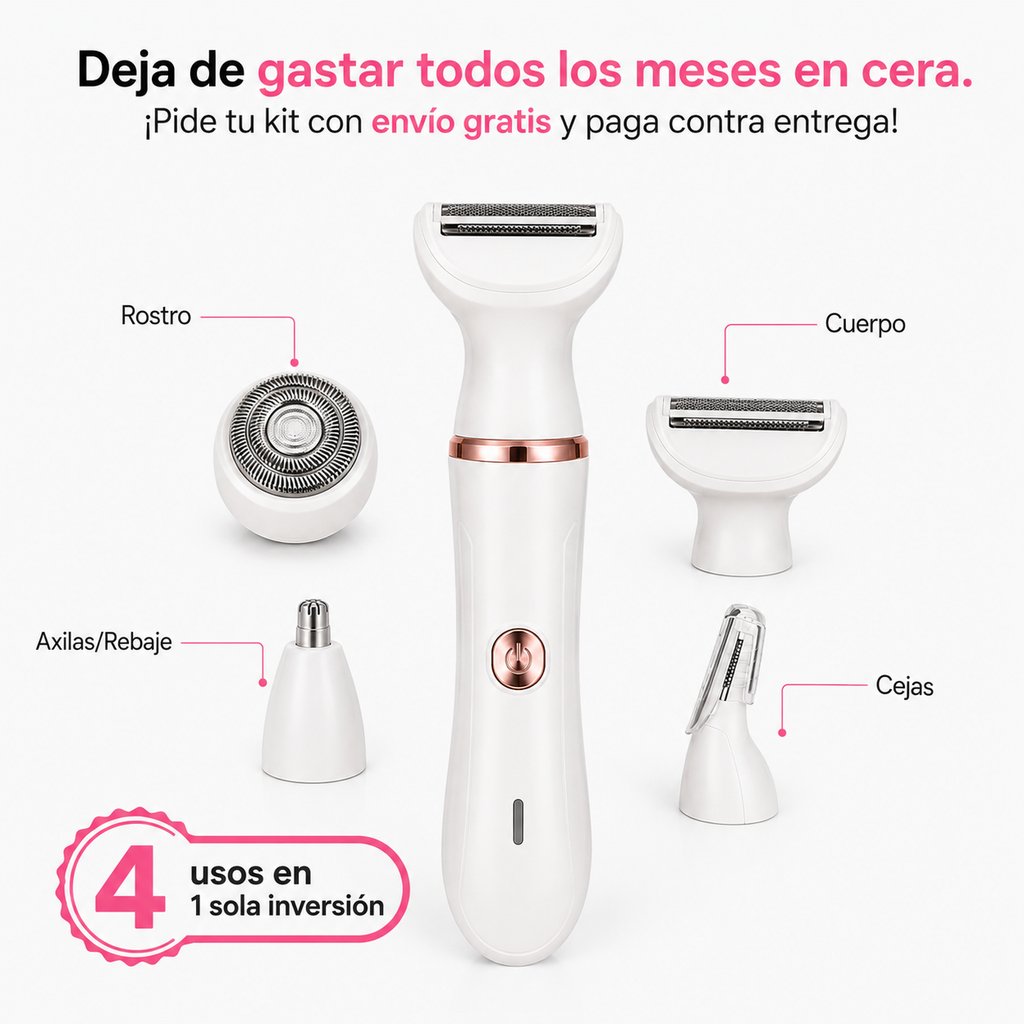 NUEVO: Kit de Depilación Eléctrica 4 en 1 Recargable