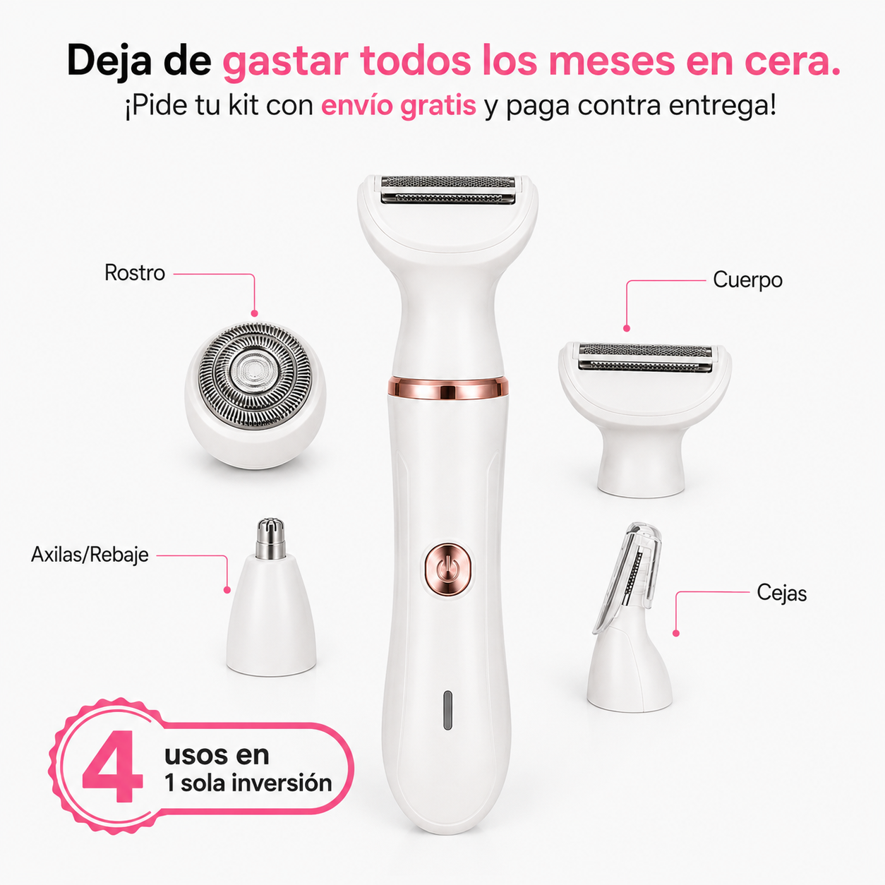 NUEVO: Kit de Depilación Eléctrica 4 en 1 Recargable